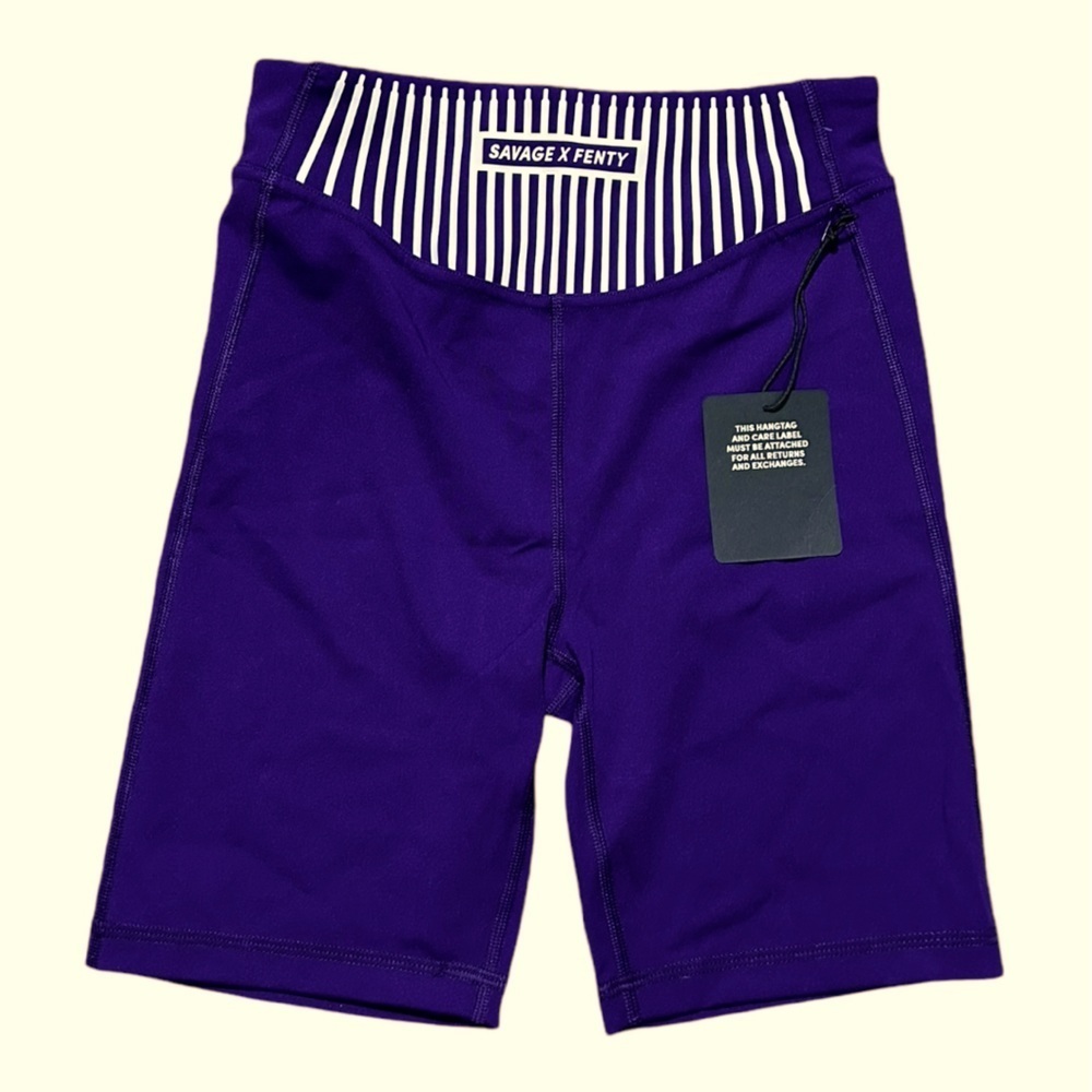 NWT SAVAGE X FENTY High Rise Bike Short Purple Small - Picture 2 of 7